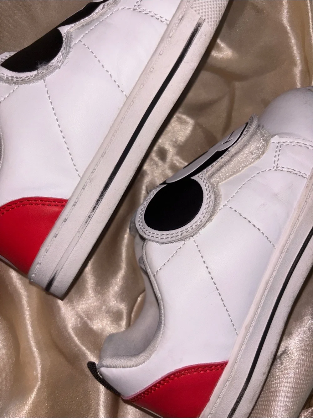Disney White Mickey Mouse Slip-On Sneakers with Black and Red Accents